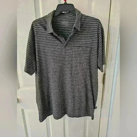 Patagonia Organic Cotton Pocket Polo Shirt Gray Striped Mens Size L - Picture 1 of 4